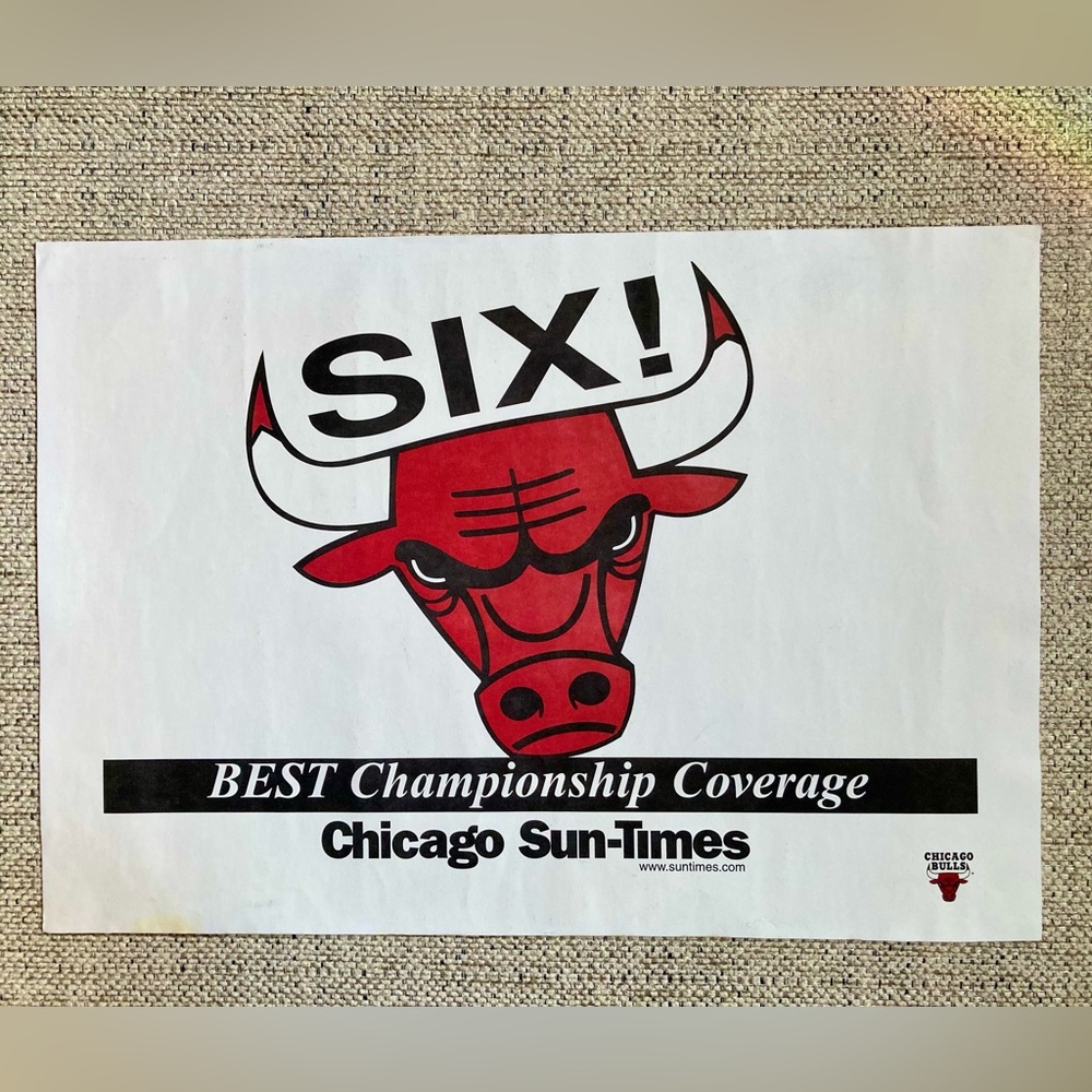 1998 World Champion Chicago Bulls “SIX” Chicago Sun-Times News Stand Promo Sign